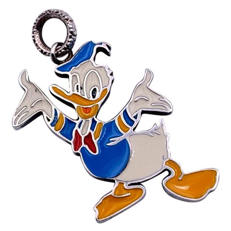 GUCCI X DISNEY Sterling Silver Enamel Donald Duck Pendant 